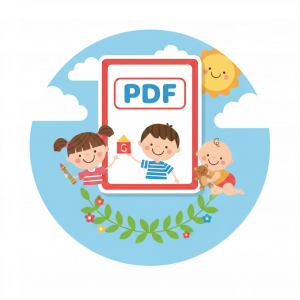 pdf icon featuring a cartoon of children on a playground